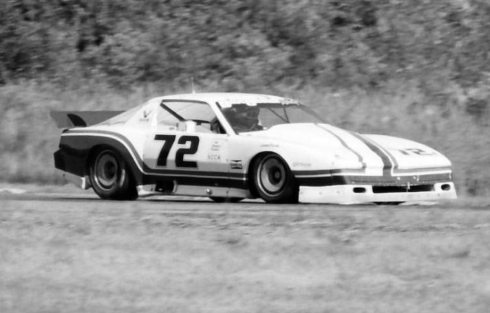 Bruce Jenner's striped 1982 Pontiac #72 at speed