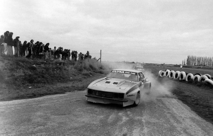 Bruce Jenner's #17 Ultra Dyno Tune Camaro kicking up dust, possibly at Levels