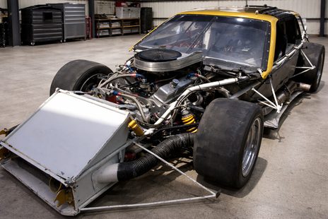 The chassis and roll cage today, during the current restoration